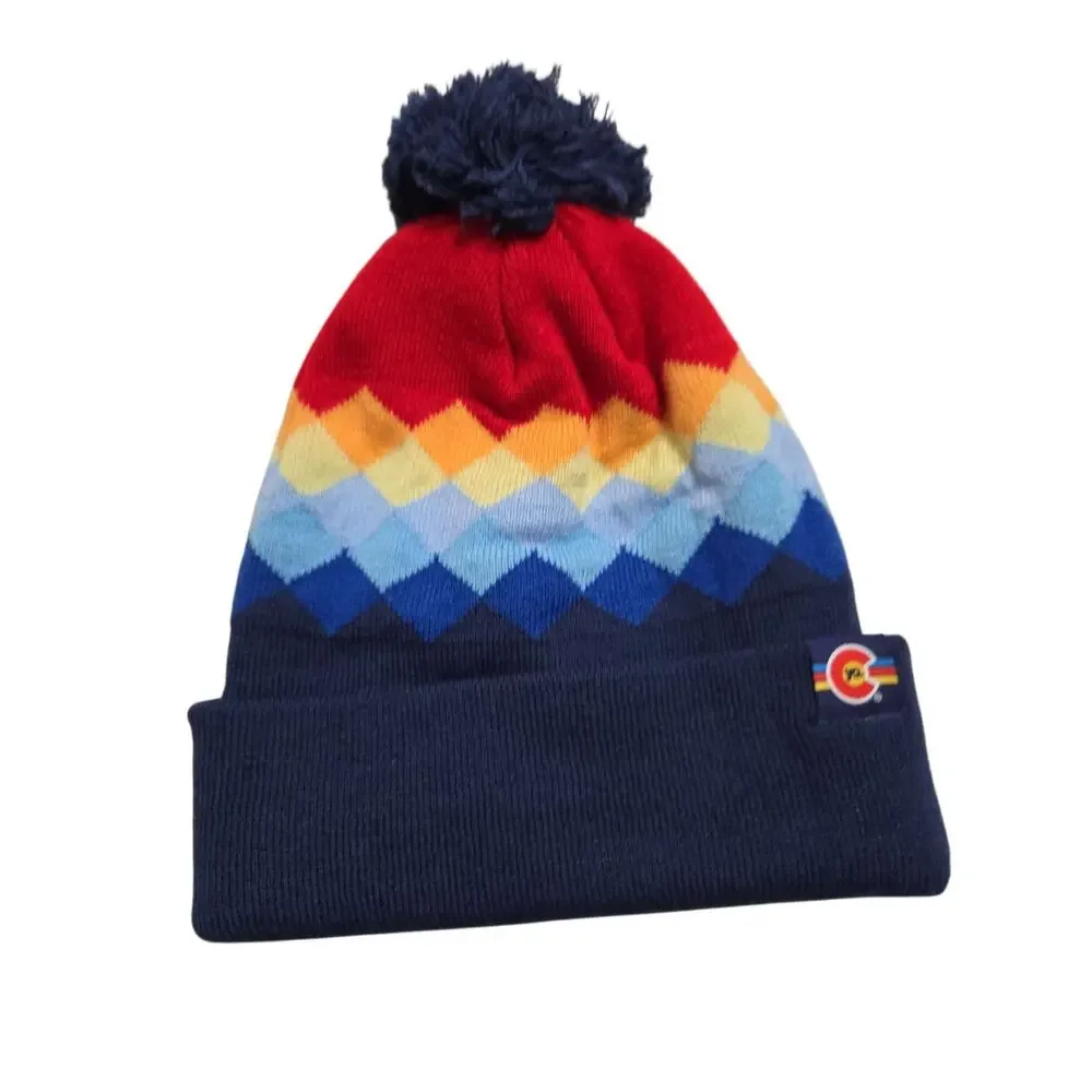 YoColorado‎ Argyle Rainbow Chevron Beanie Touk New